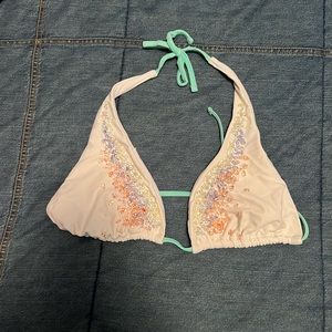 White beaded bikini top